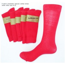6 Pairs Of Red Groomsmen Cotton Dress Socks size 8-12
